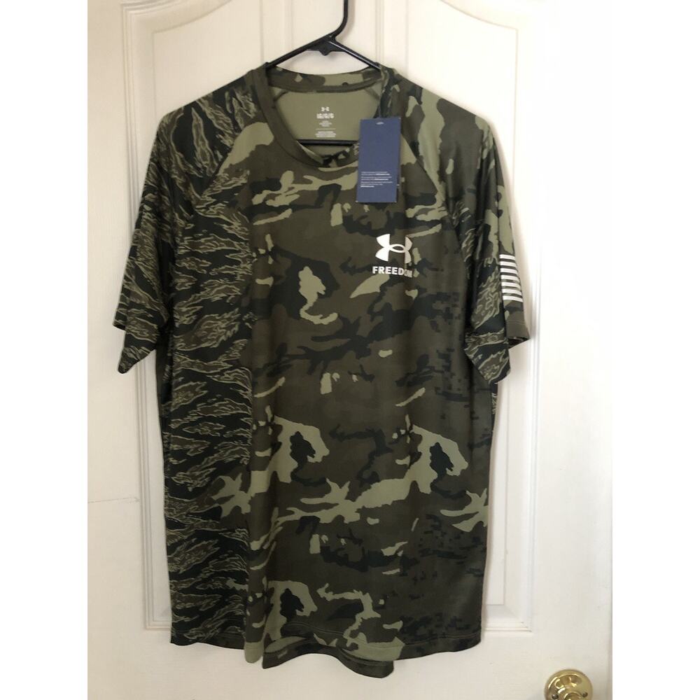 Under Armour UA Freedom Camo Pattern Green Tech T-Shirt Men’s L New W/tags